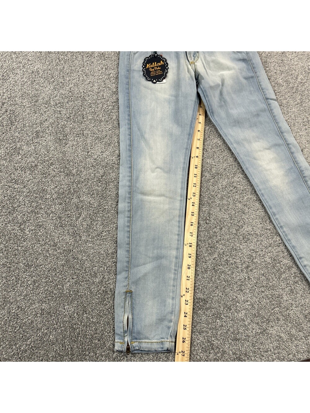 Killah Jeans Y2K Second Skin Jeans Size 26 Zipper Ankle Green Stitching - Picture 3 of 10